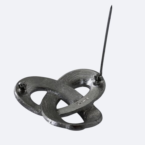 Vintage Crown Trifari Silver-Tone Knot Brooch Pin Double Knot - Picture 6 of 6